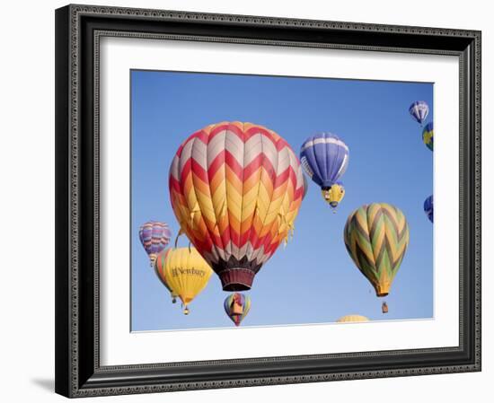 Colorful Hot Air Balloons in Sky, Albuquerque, New Mexico, USA-null-Framed Photographic Print