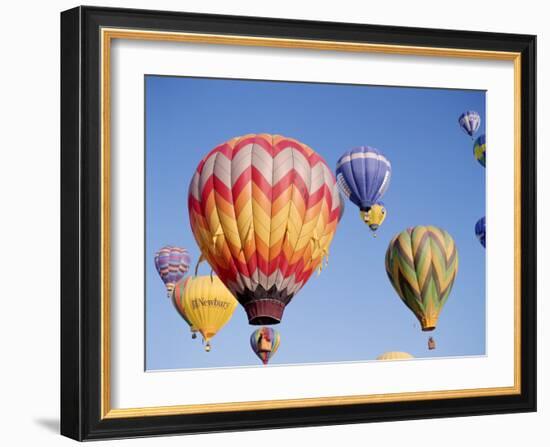 Colorful Hot Air Balloons in Sky, Albuquerque, New Mexico, USA-null-Framed Photographic Print