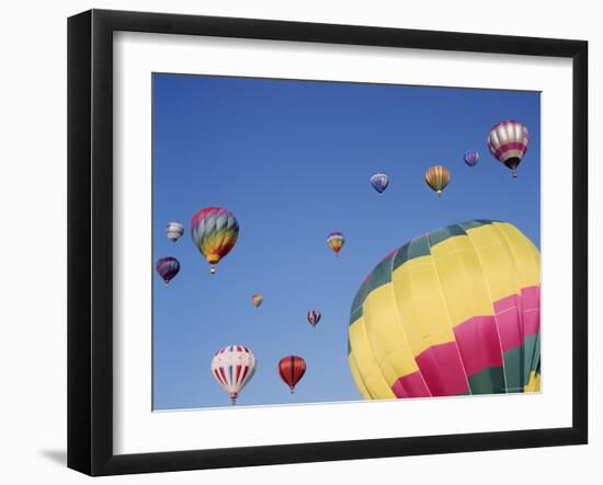 Colorful Hot Air Balloons in Sky, Albuquerque, New Mexico, USA-null-Framed Photographic Print