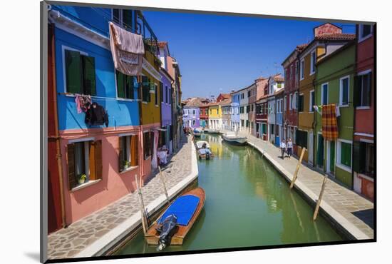 Colorful houses and canal, Burano, Veneto, Italy-Russ Bishop-Mounted Photographic Print