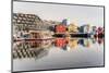 Colorful houses by the harbor mirrored in the cold sea at dawn, Tromso, Norway, Scandinavia, Europe-Roberto Moiola-Mounted Photographic Print