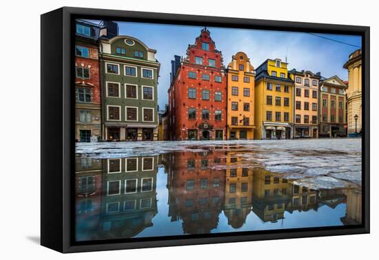 Colorful Houses in Stockholm's Gamla Stan Old Town District, Sweden-lbryan-Framed Premier Image Canvas