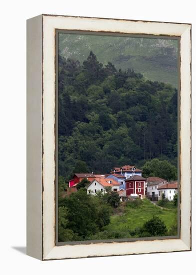 Colorful Houses Near Las Rozas, Asturias, Spain-David R. Frazier-Framed Premier Image Canvas