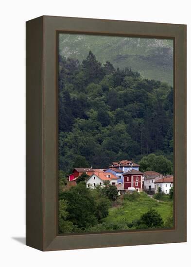 Colorful Houses Near Las Rozas, Asturias, Spain-David R. Frazier-Framed Premier Image Canvas