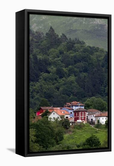 Colorful Houses Near Las Rozas, Asturias, Spain-David R. Frazier-Framed Premier Image Canvas