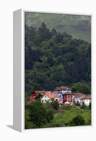 Colorful Houses Near Las Rozas, Asturias, Spain-David R. Frazier-Framed Premier Image Canvas