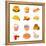 Colorful Icons With Fast Food Meals Isolated-sahuad-Framed Stretched Canvas