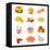 Colorful Icons With Fast Food Meals Isolated-sahuad-Framed Stretched Canvas