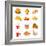 Colorful Icons With Fast Food Meals Isolated-sahuad-Framed Premium Giclee Print