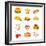 Colorful Icons With Fast Food Meals Isolated-sahuad-Framed Premium Giclee Print