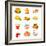 Colorful Icons With Fast Food Meals Isolated-sahuad-Framed Premium Giclee Print