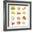 Colorful Icons With Fast Food Meals Isolated-sahuad-Framed Art Print