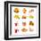 Colorful Icons With Fast Food Meals Isolated-sahuad-Framed Art Print