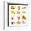 Colorful Icons With Fast Food Meals Isolated-sahuad-Framed Art Print