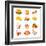 Colorful Icons With Fast Food Meals Isolated-sahuad-Framed Art Print