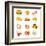 Colorful Icons With Fast Food Meals Isolated-sahuad-Framed Art Print