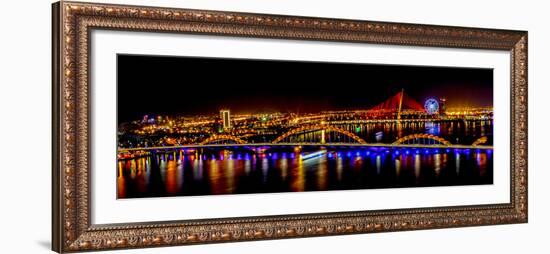 Colorful illumination of Dragon Bridge over Han River, Tet Festival, New Year celebration, Vietnam.-Tom Norring-Framed Photographic Print