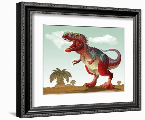 Colorful Illustration of an Angry Tyrannosaurus Rex-null-Framed Premium Giclee Print