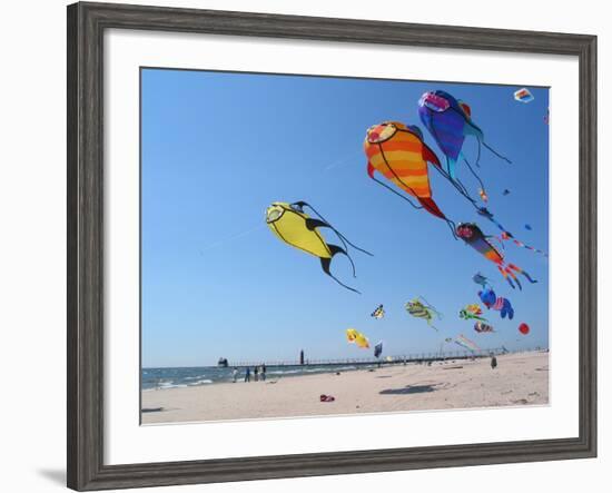 Colorful Kites Dot the Sky--Framed Photographic Print