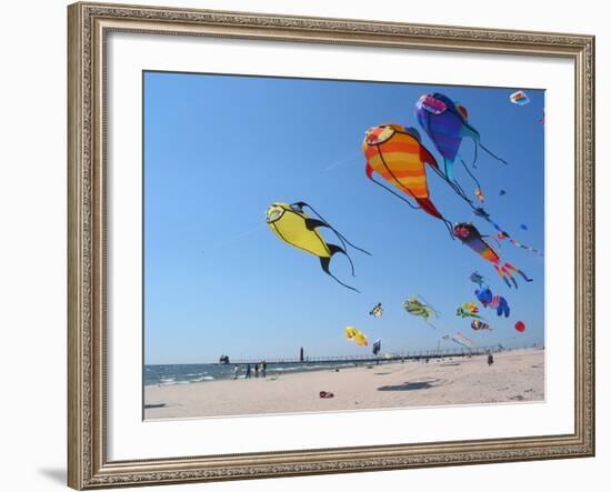 Colorful Kites Dot the Sky--Framed Photographic Print