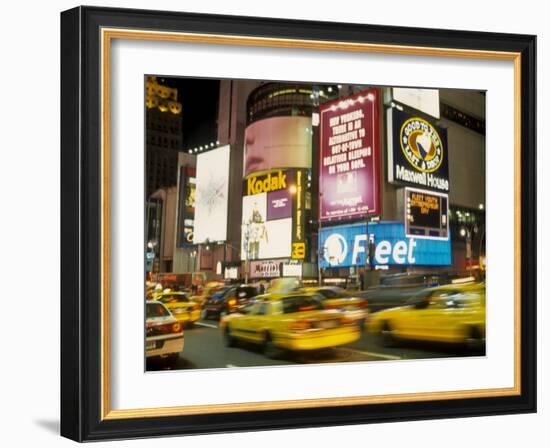 Colorful Lights and Traffic, Times Square, New York City, New York, USA-Alan Klehr-Framed Photographic Print
