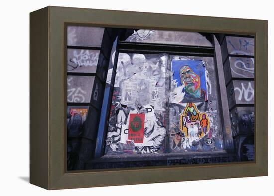 Colorful look at graffiti in Brooklyn NY-null-Framed Stretched Canvas