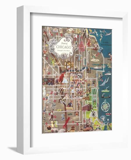 Colorful Map of Chicago-null-Framed Art Print