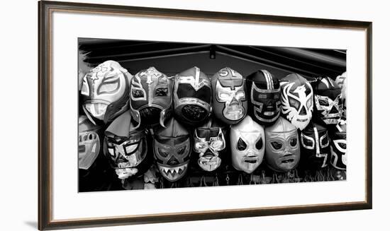 Colorful mask at market a stall, Olvera Street, Downtown Los Angeles, Los Angeles, California, USA-null-Framed Photographic Print
