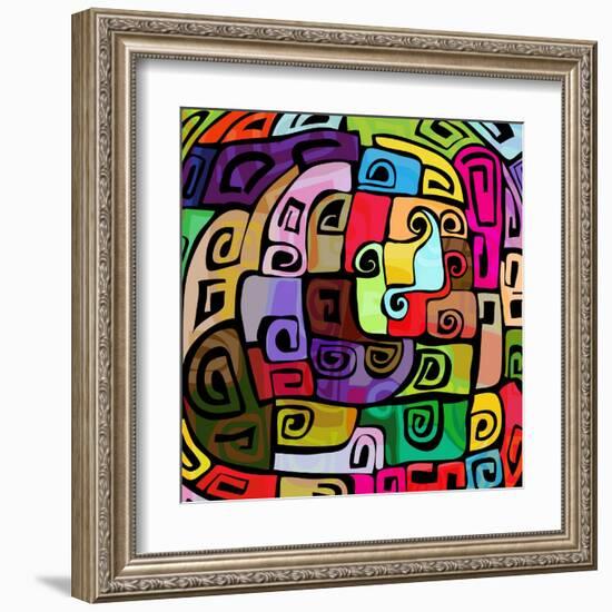 Colorful Modern Design-stekloduv-Framed Art Print