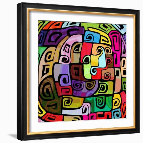 Colorful Modern Design-stekloduv-Framed Art Print