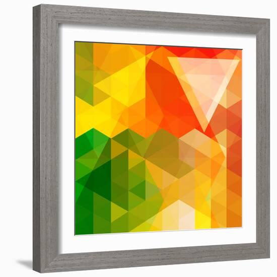 Colorful Mosaic Background Made Of Triangle Shapes-OlgaYakovenko-Framed Art Print