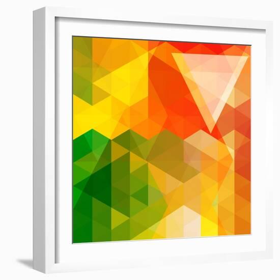 Colorful Mosaic Background Made Of Triangle Shapes-OlgaYakovenko-Framed Art Print