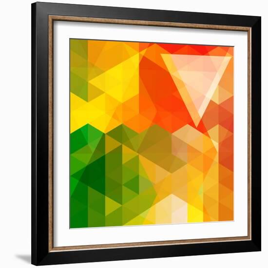 Colorful Mosaic Background Made Of Triangle Shapes-OlgaYakovenko-Framed Premium Giclee Print