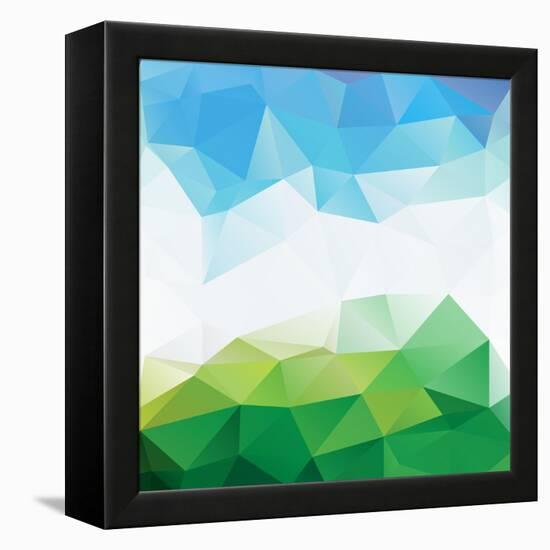 Colorful Mosaic Triangle Background-Rasveta-Framed Stretched Canvas