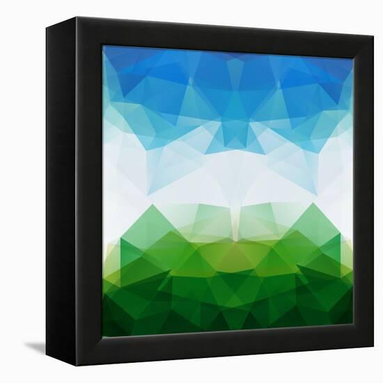 Colorful Mosaic Triangle Background-Rasveta-Framed Stretched Canvas