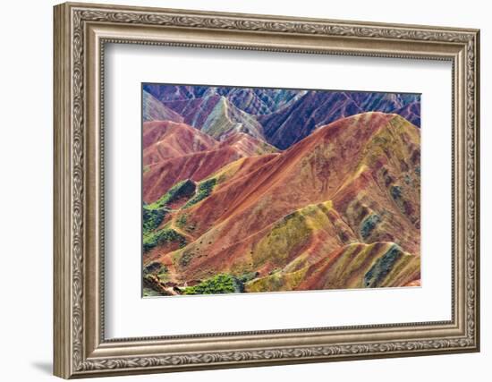 Colorful mountains in Zhangye National Geopark, Zhangye, Gansu Province, China-Keren Su-Framed Photographic Print