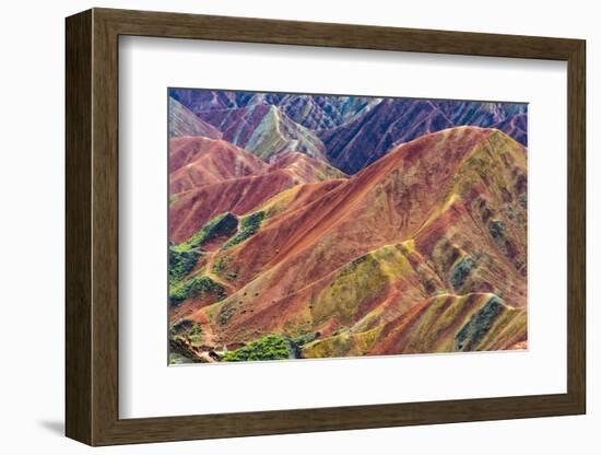 Colorful mountains in Zhangye National Geopark, Zhangye, Gansu Province, China-Keren Su-Framed Photographic Print