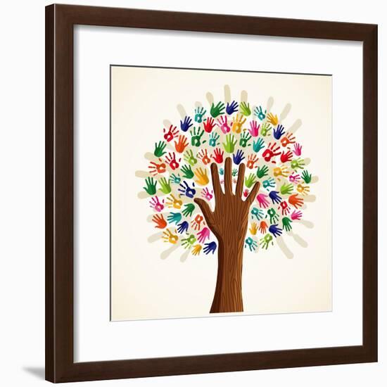 Colorful Multi-Ethnic Tree-cienpies-Framed Premium Giclee Print