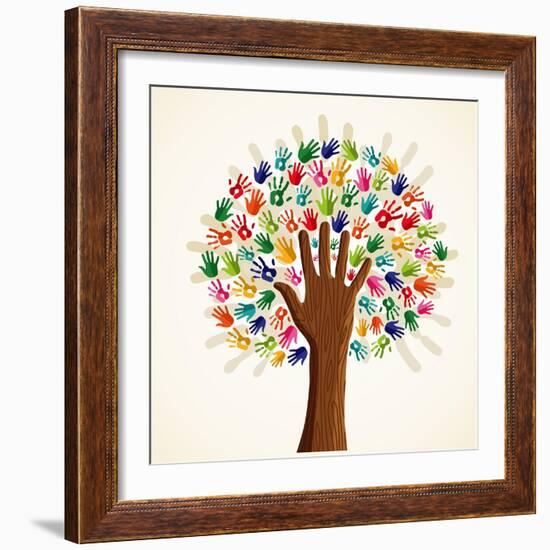 Colorful Multi-Ethnic Tree-cienpies-Framed Premium Giclee Print