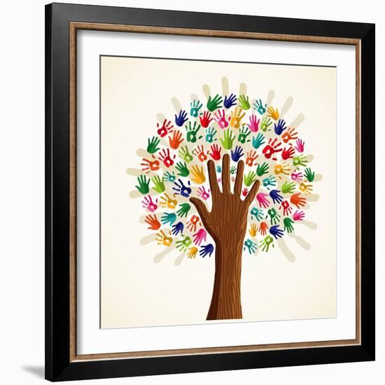 Colorful Multi-Ethnic Tree-cienpies-Framed Premium Giclee Print