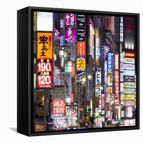 Colorful neon signs at the Kabukicho red light district, Shinjuku, Tokyo, Japan-Jan Christopher Becke-Framed Premier Image Canvas