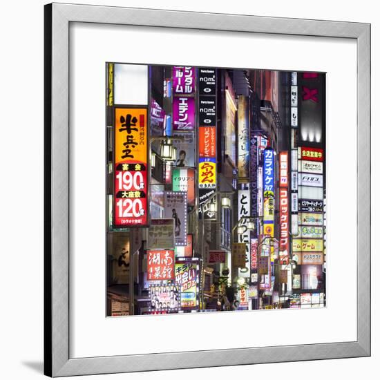 Colorful neon signs at the Kabukicho red light district, Shinjuku, Tokyo, Japan-Jan Christopher Becke-Framed Photographic Print