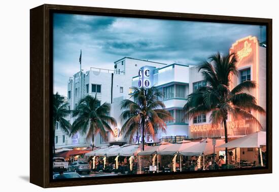 Colorful Ocean Drive - South Beach - Miami Beach Art Deco Distric - Florida-Philippe Hugonnard-Framed Premier Image Canvas