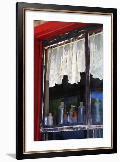 Colorful Old Bottles in Window of an Old Building, Savannah, Georgia, USA-Joanne Wells-Framed Photographic Print