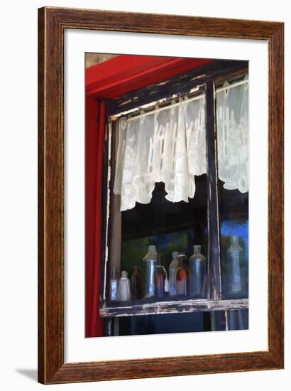 Colorful Old Bottles in Window of an Old Building, Savannah, Georgia, USA-Joanne Wells-Framed Photographic Print