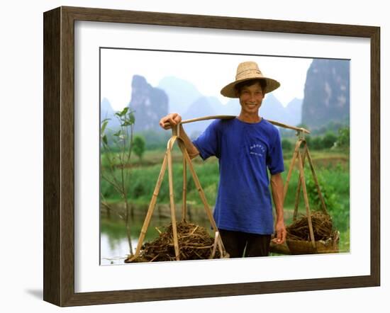 Colorful Portrait of Rice Farmer in Yangshou, China-Bill Bachmann-Framed Photographic Print