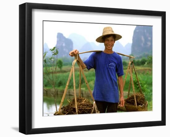 Colorful Portrait of Rice Farmer in Yangshou, China-Bill Bachmann-Framed Photographic Print