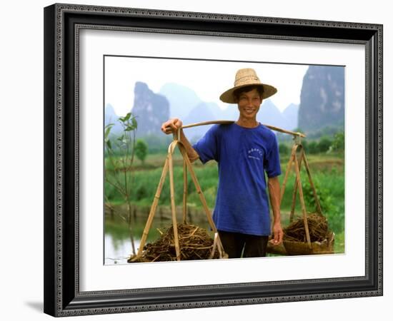 Colorful Portrait of Rice Farmer in Yangshou, China-Bill Bachmann-Framed Photographic Print