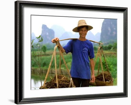 Colorful Portrait of Rice Farmer in Yangshou, China-Bill Bachmann-Framed Photographic Print