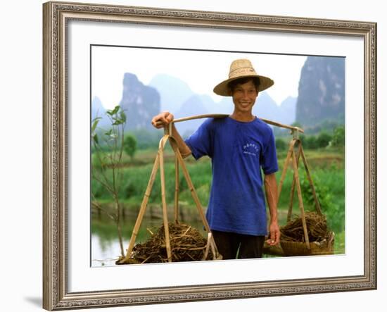 Colorful Portrait of Rice Farmer in Yangshou, China-Bill Bachmann-Framed Photographic Print